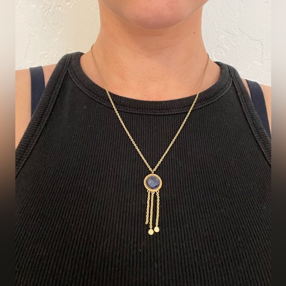 Sezane Jewelry - Gold and blue speckled stone necklace Sézane